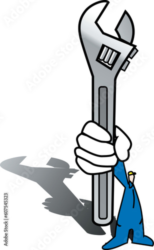 a illustration for a worker holding a wrenches