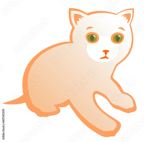 Cheerful ornate kitten isolated on a white background.