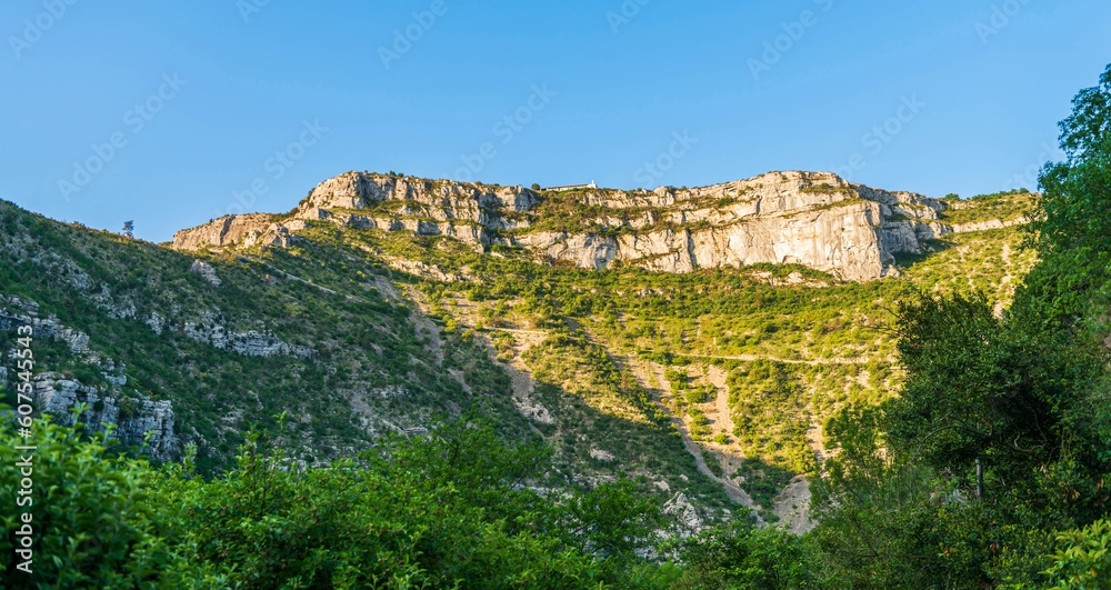 La Baume Auriol belvedere, overlooking the  Navacelles circus, in Hérault in Occitanie, France