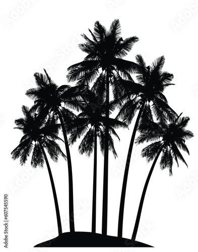 Editable vector illustration of palm tree silhouettes
