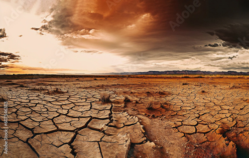 Draught land with cracked soil