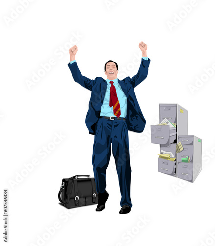 Happy dude jumping for joy.