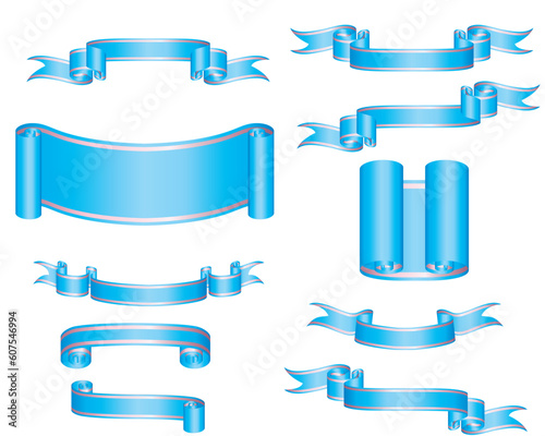 Collection of vector brightly ribbons in different shape