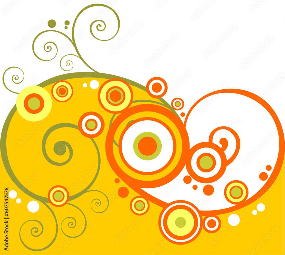 Abstract circles pattern on a yellow background. Abstract circles pattern on a yellow background.