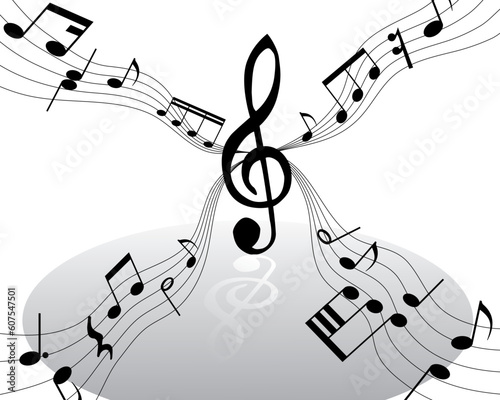 Abstract vector musical note background with lines