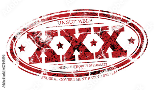 Detailed editable vector rubber stamp of three Xs with three grunge layers as separate objects