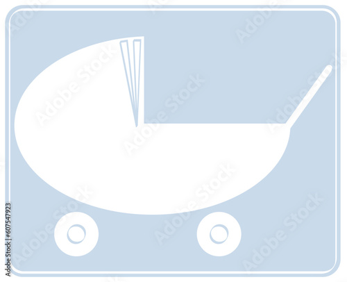 blue baby pram or stroller design - illustration