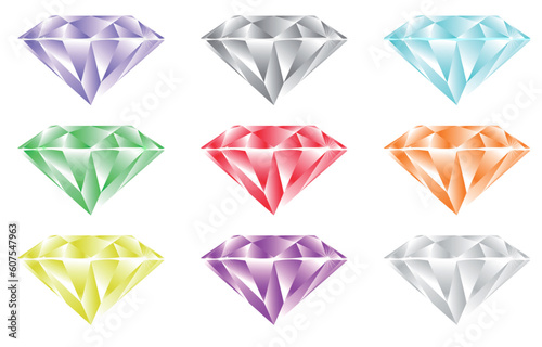 Differently colored diamonds on white background.