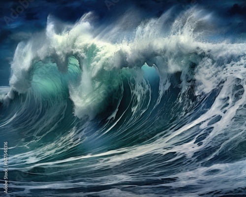 An image was generated of Atlantic Ocean storm's sea wave. (Generative AI)