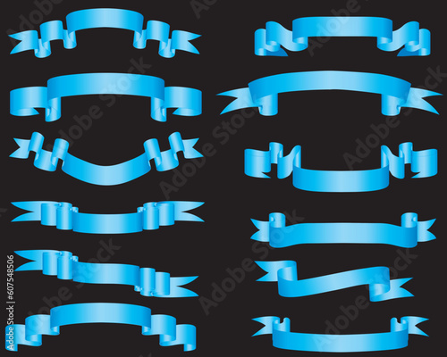 Collection of vector brightly ribbons in different shape