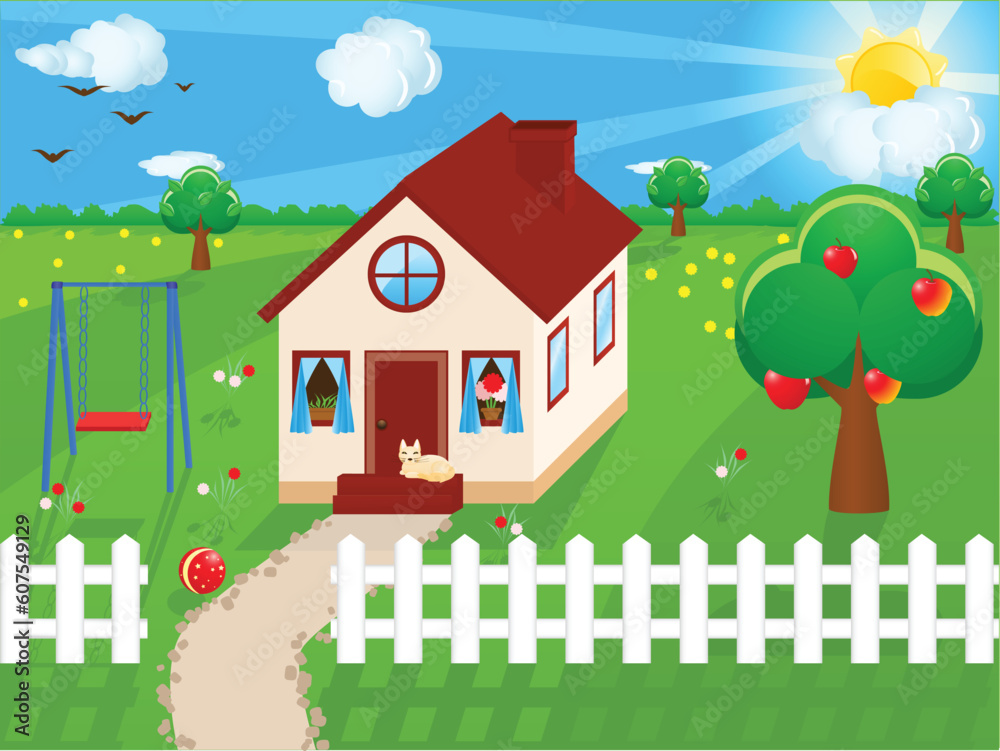Vector illustration of a country house Vector illustration of a country house