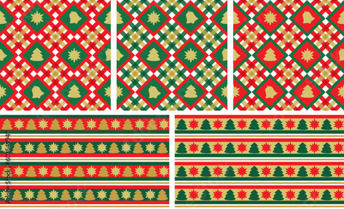 Christmas seamless backgrounds set / wallpapers or wrapping paper or background / vector