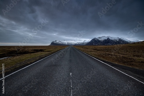 Scenery of a highway in the countryside during sunset