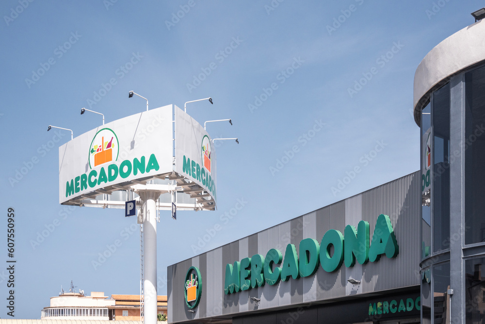 Albir, Spain May 27, 2023 Mercadona store with supermarket logo