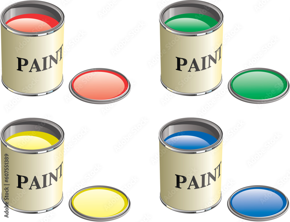 Paint can with lid removed show paint in can. Paint can with lid removed show paint in can.