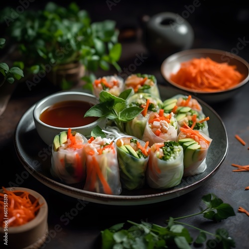 A Fresh and Colorful Plate of Vietnamese Summer Rolls