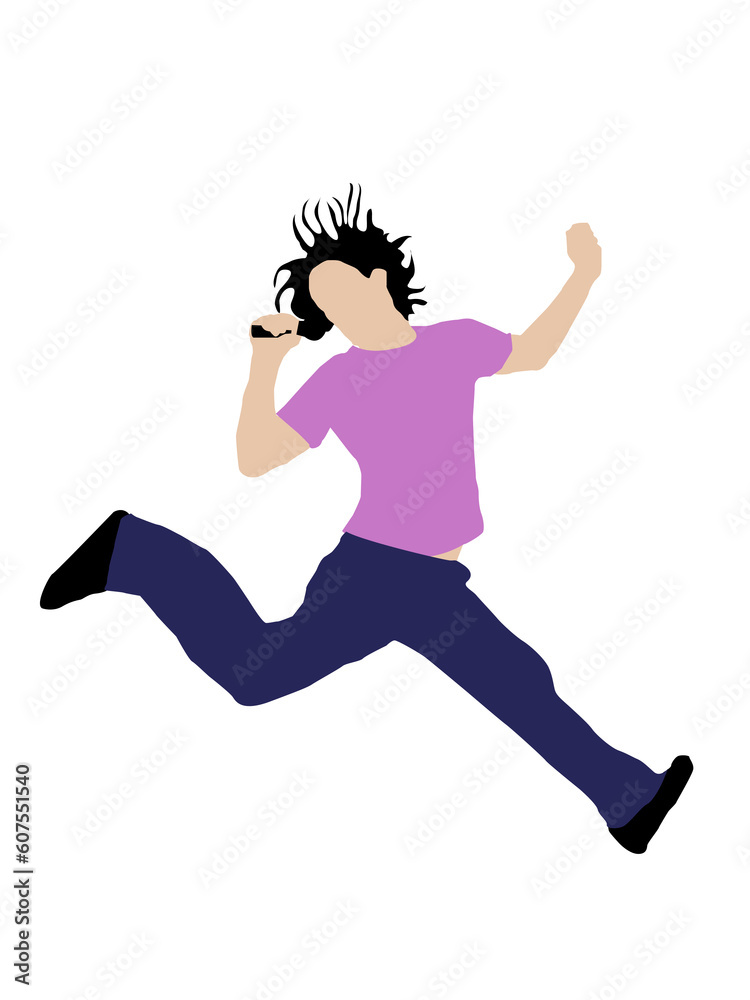 man leaping holding microphone on isolated background man leaping holding microphone on isolated background