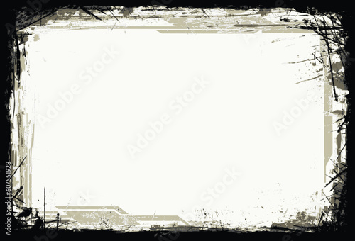 A stained picture frame made up primarily of straight lines and blots with plenty of copy space inside. All elements are on separate layers.