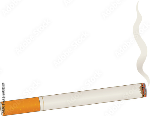 A single lit cigarette with a billow of smoke