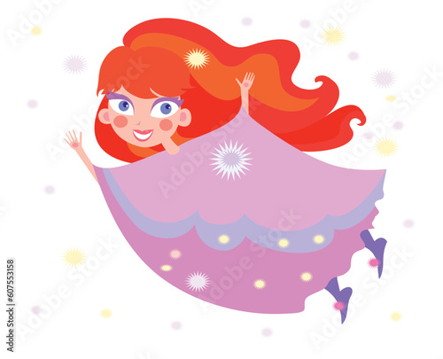fairy little girl in rose dress