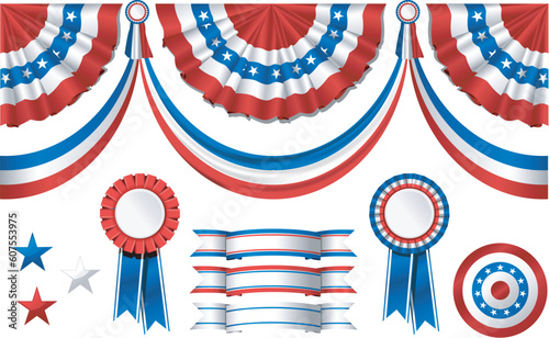 National American symbolics - flag and awards