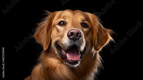 golden retriever dog portrait on black background © Artem