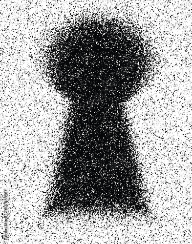 Editable vector illustration of grunge in a keyhole shape