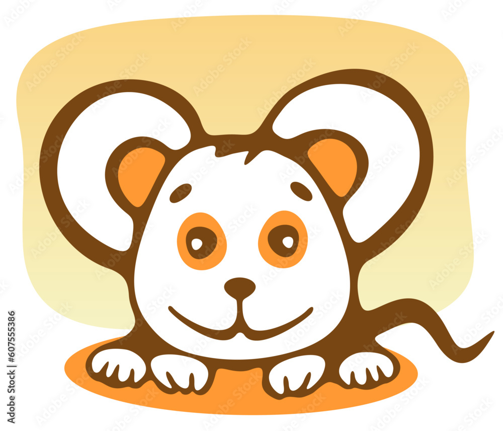 Cartoon happy mousy isolated on a yellow background. Cartoon happy mousy isolated on a yellow background.