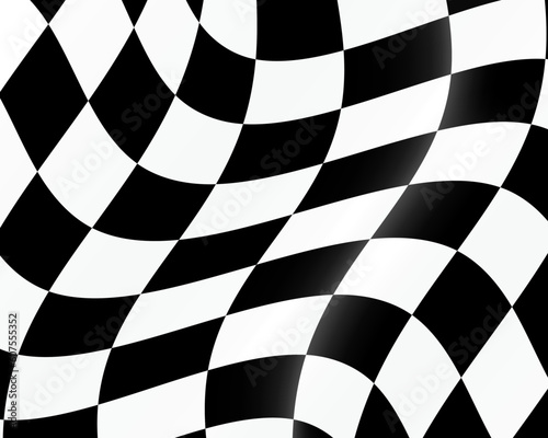 Black and white checked racing flag. Vector illustration.