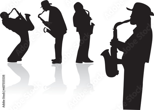 vector illustration with siluette of saxophonists