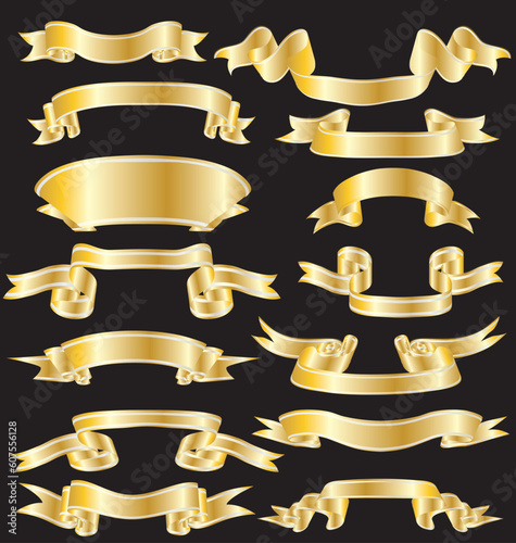 Collection of vector brightly ribbons in different shape