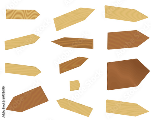 Set of wooden vector blank arrows for your text