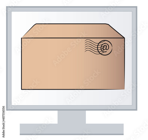 computer monitor with email letter on the screen