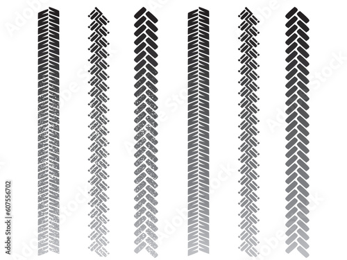 Set of clean and muddy tyre tracks for use in your designs.