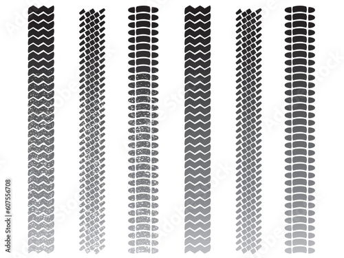 Set of clean and muddy tyre tracks for use in your designs.