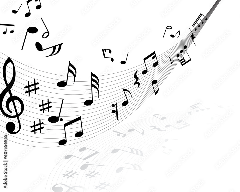Musical notes background with lines. Vector illustration. Musical notes background with lines. Vector illustration.