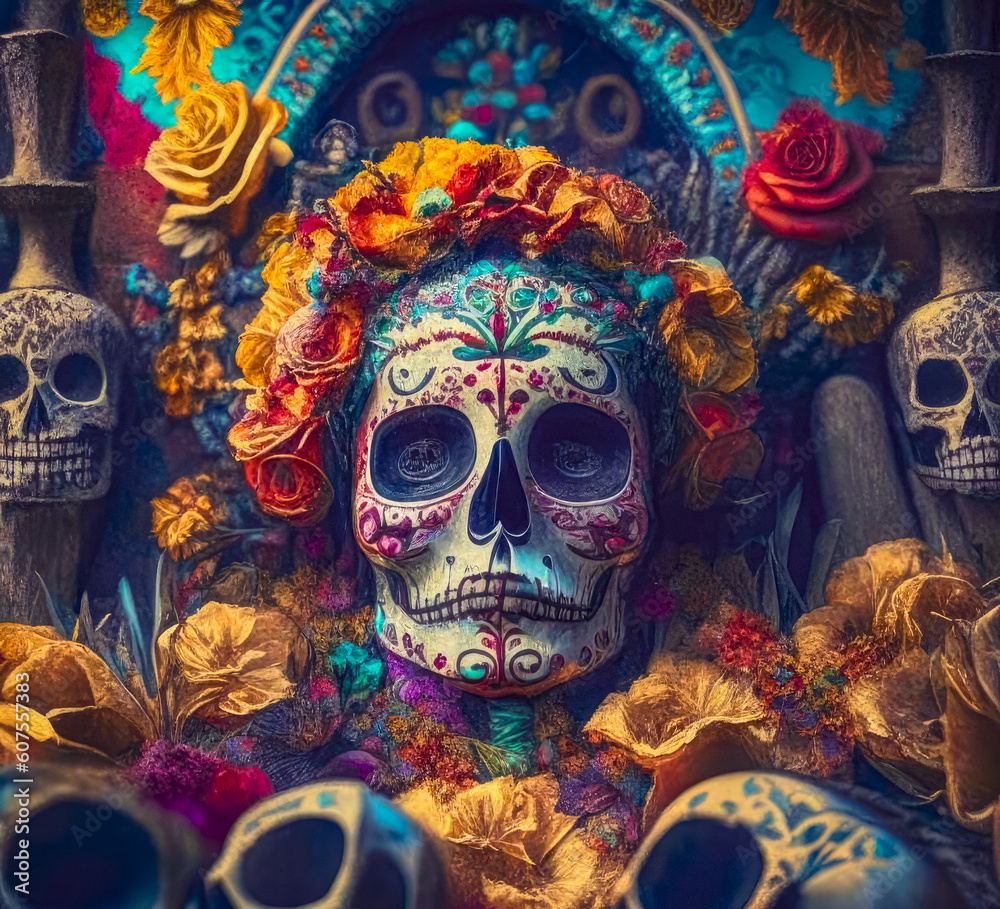 Dia de los muertos, Mexican Feast of the Dead, Day of the Dead and Halloween