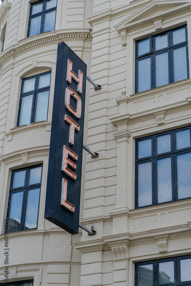 Hotel. Signboard with the inscription hotel. Hotel. Signboard with the inscription hotel.