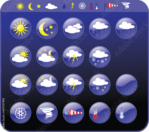 Symbols for the indication of weather. Vector illustration.