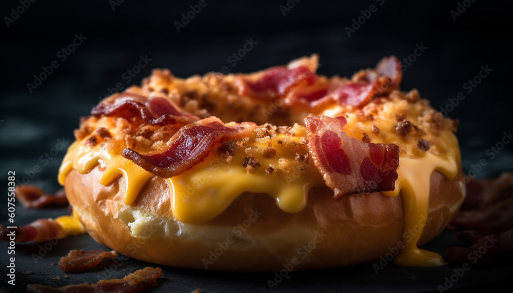 Grilled pork sandwich, bacon, and freshness overload generated by AI Grilled pork sandwich, bacon, and freshness overload generated by AI