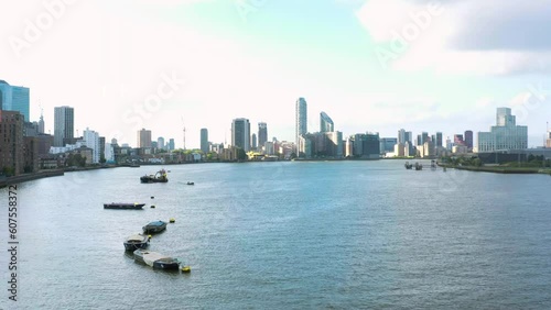 London City River Thames Drone View