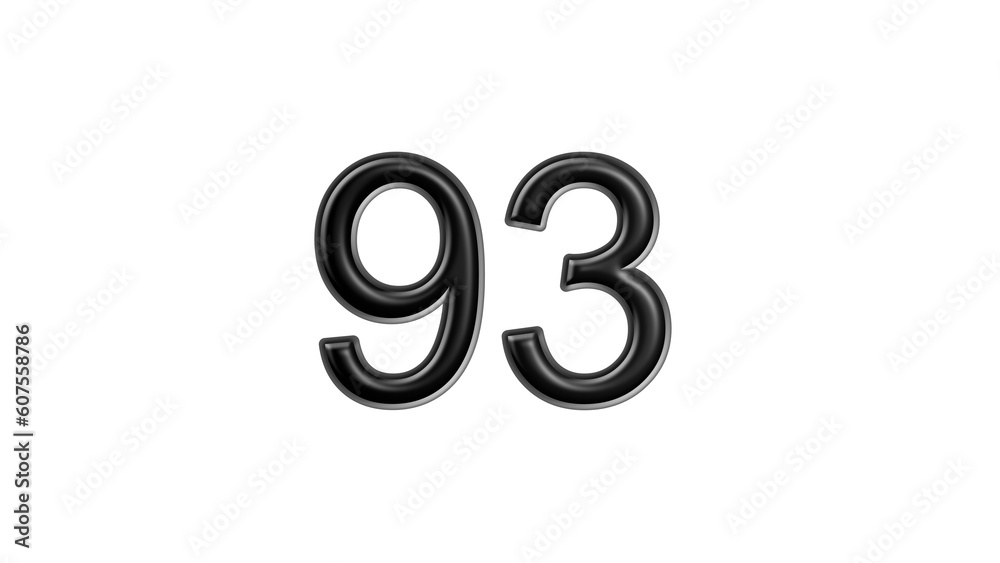 Fototapeta premium 93 black lettering white background year number