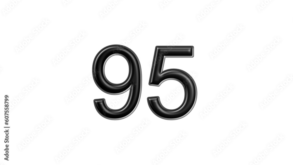 95 black lettering white background year number