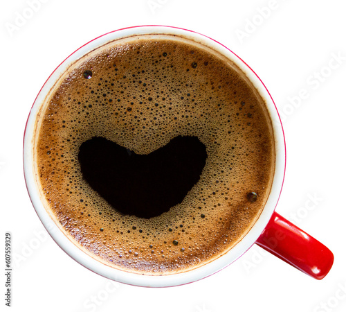 cup of coffee with heart isolated on a transparent background