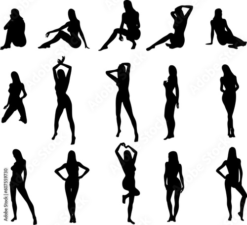 Illustration of sexy woman silhouettes