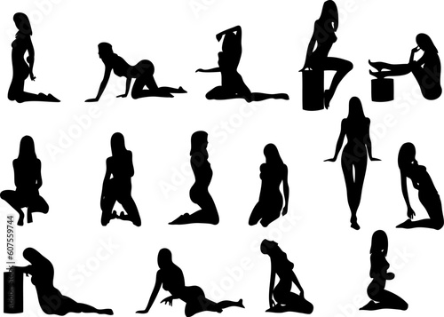 Illustration of sexy woman silhouettes photo