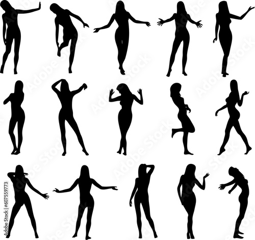 Illustration of sexy woman silhouettes
