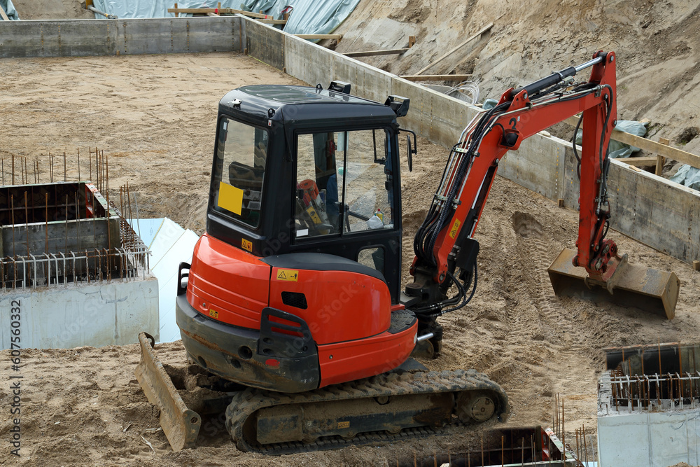 excavator on construction site excavator on construction site