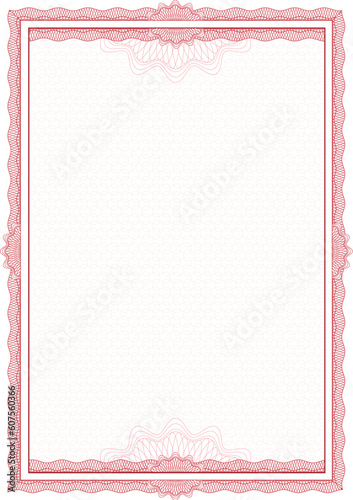 Classic guilloche border for diploma or certificate. A4 .  Layers are separated!