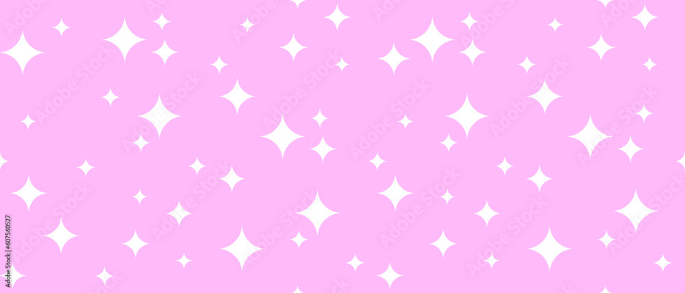 Simple Vintage Y2K Style Starry Seamless Vector Pattern. Trendy Geometric Print with White Stars Isolated on a Bright Pink Background. Creative Minimalist Endless Design ideal for Fabric. RGB Color.
